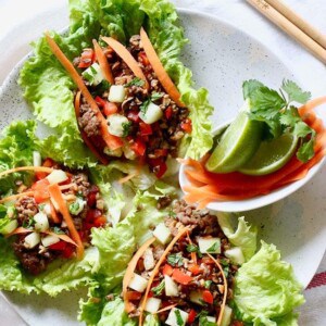 Teriyaki Mushroom Sausage Lettuce Wraps