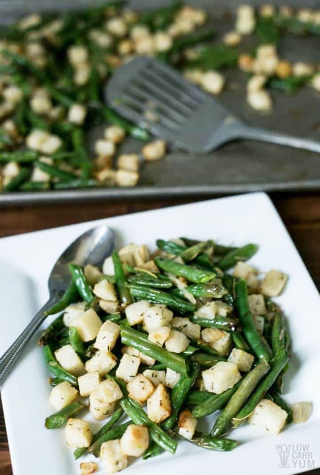 Roasted Jicama and green bean salad