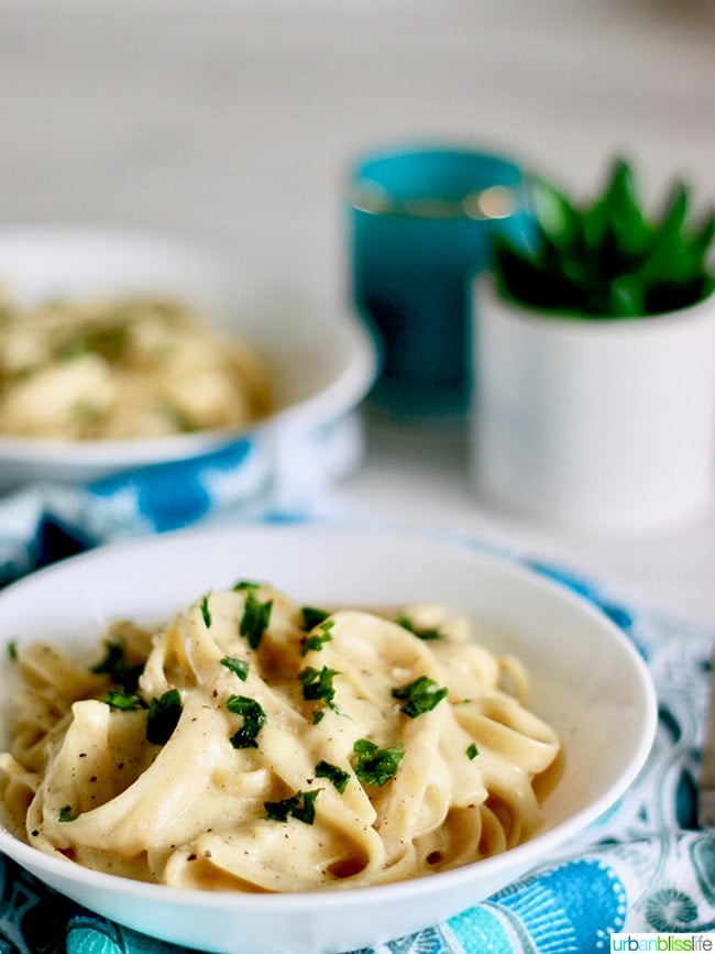 dairy free vegan alfredo sauce with fettucini