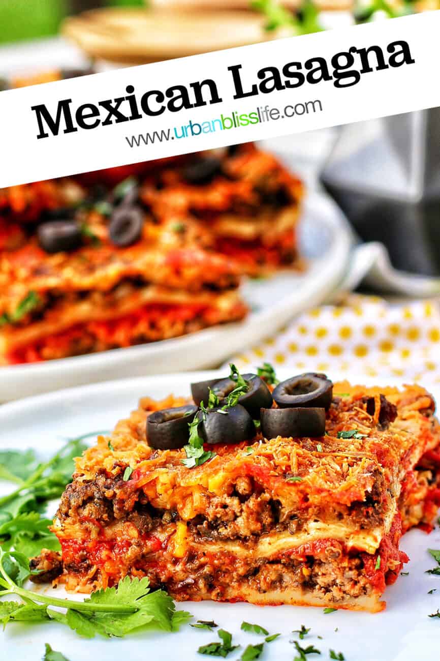 Mexican lasagna with text