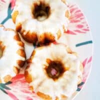 plate of three mini bundt cakes with citrus