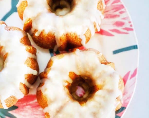 plate of three mini bundt cakes with citrus
