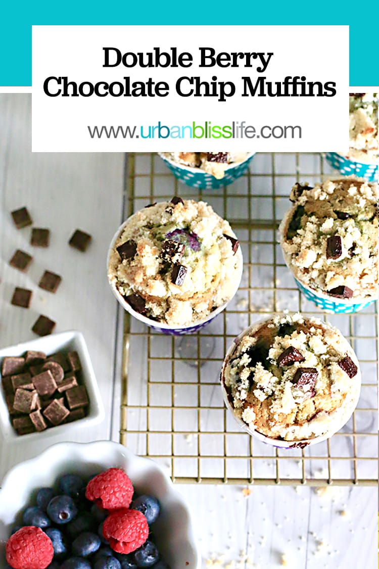 Double Berry Chocolate Chip Muffins on urbanblisslife.com