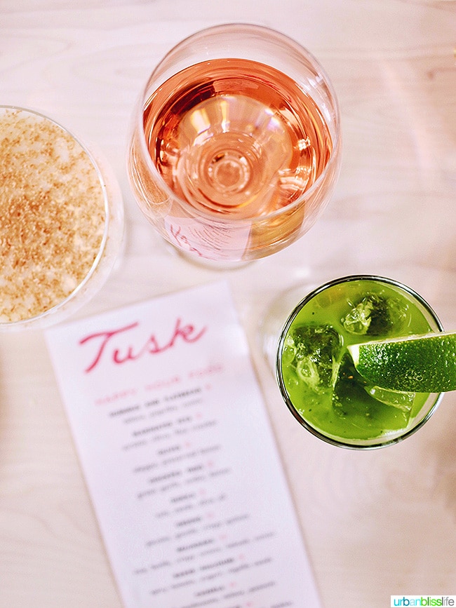 cocktails at Tusk weekend happy hour