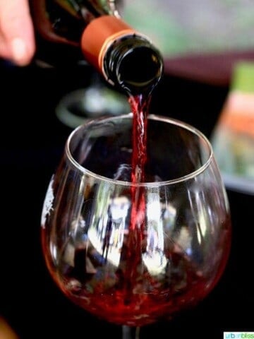 red wine pouring