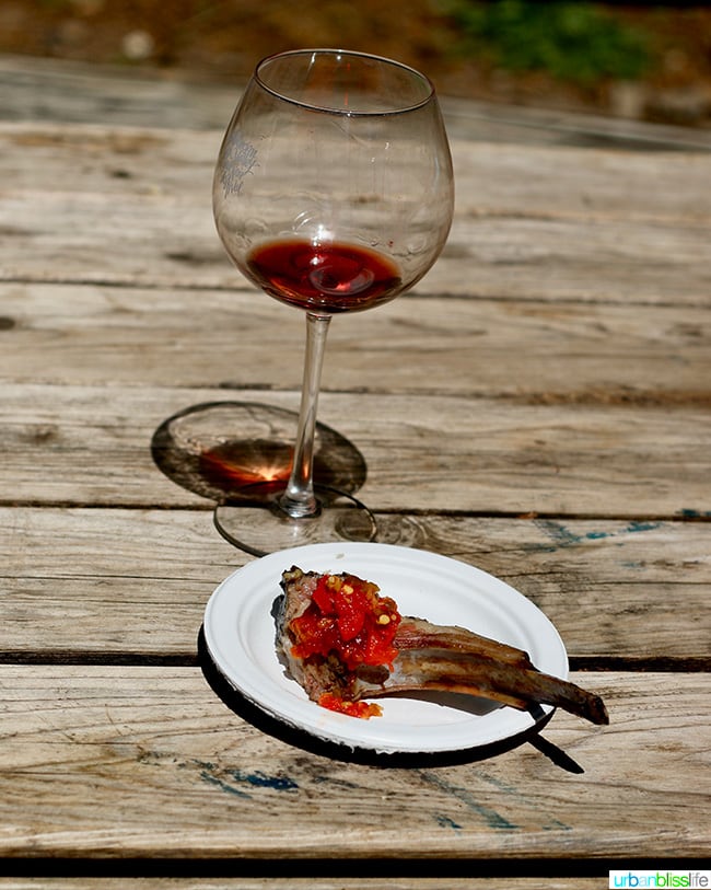 red wine and lamb chop
