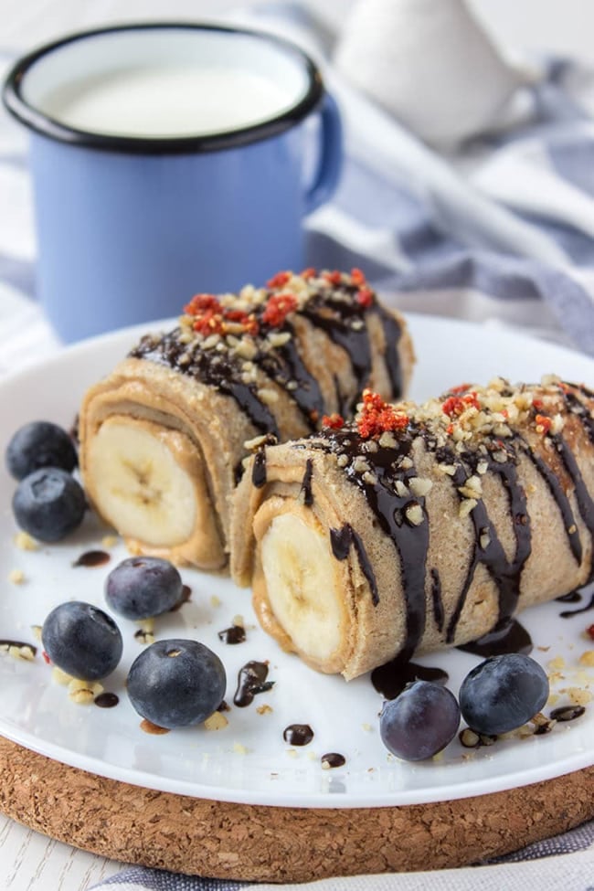 chocolate peanut butter banana roll ups