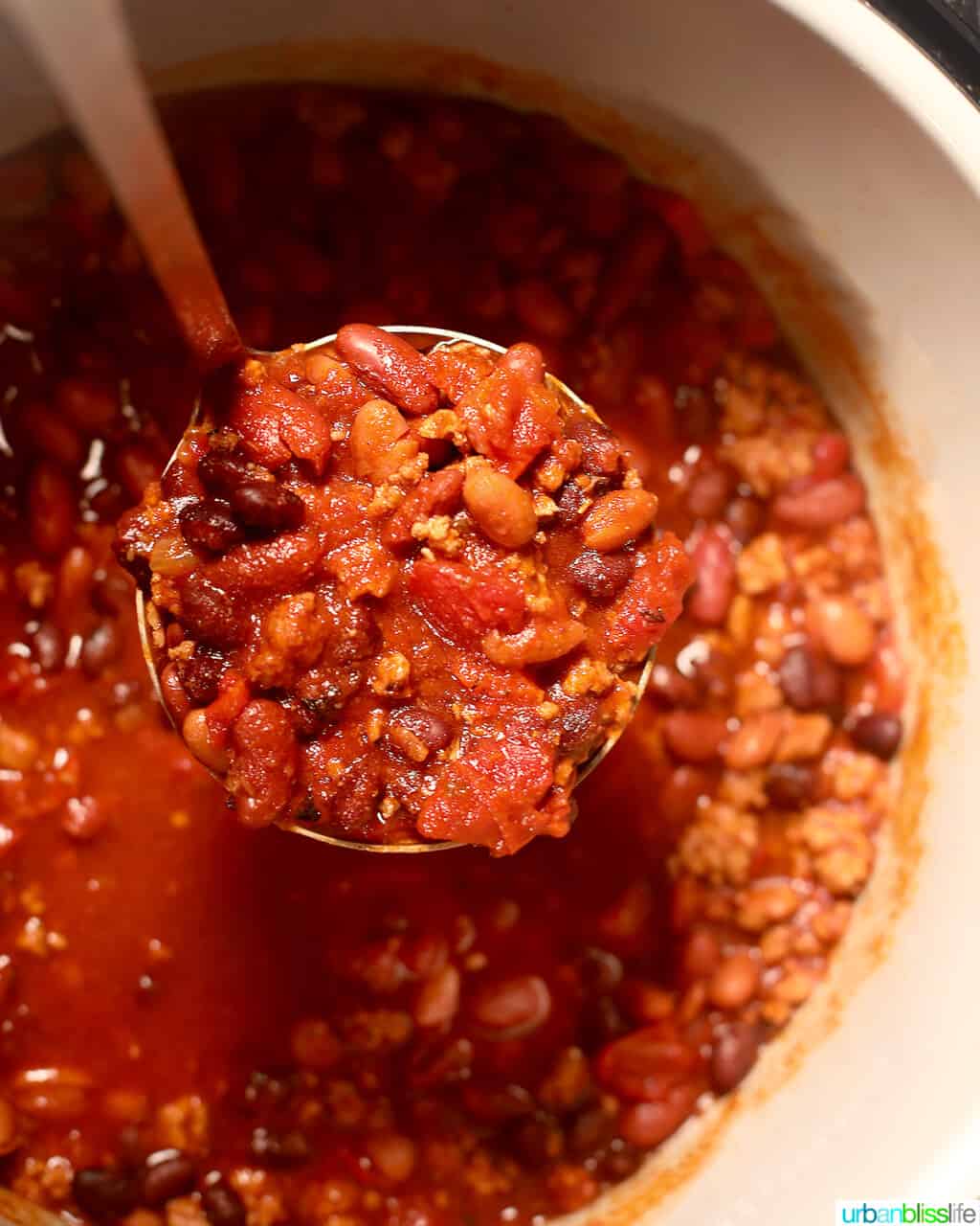 scooped up cooked chili