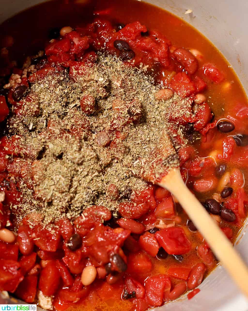 adding oregano to ground turkey chili