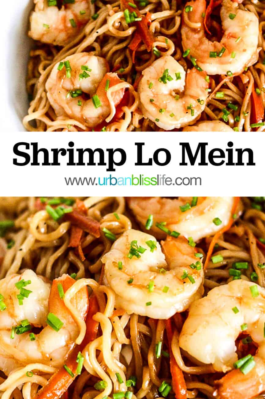 shrimp lo mein with text