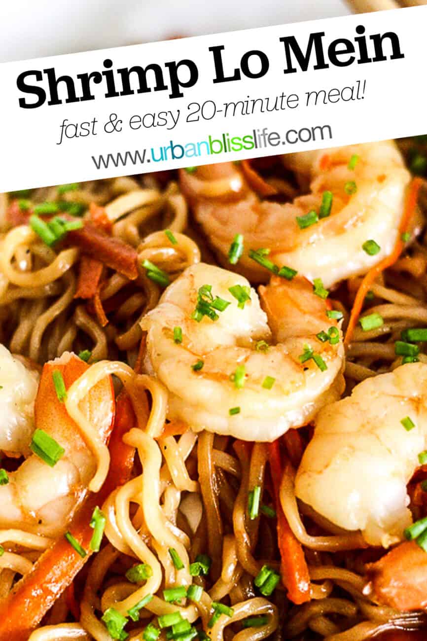 shrimp lo mein with text