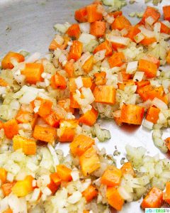 veggies sauteeing for Sausage Tortellini Soup