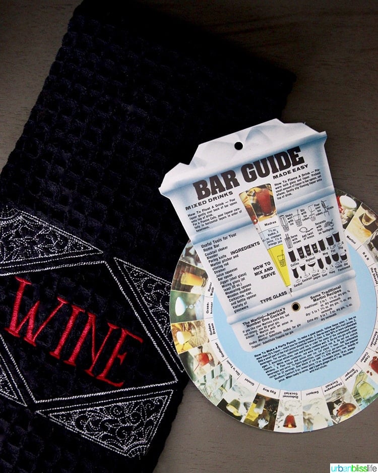 home bar towel and bar guide