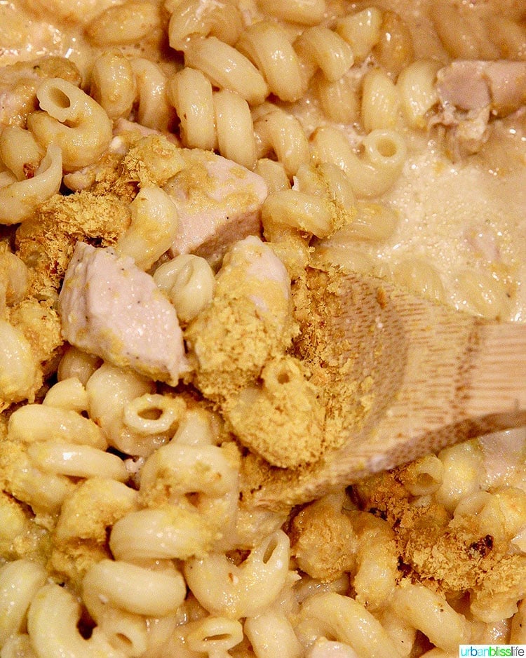 adding nutritional yeast to chicken pasta