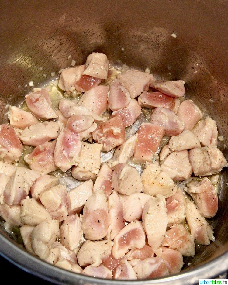 chicken sauteeing in Instant Pot