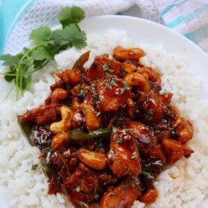 Instant Pot Cashew Chicken with rice