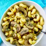 Creamy Vegan Mushroom Pasta in bowl with fork