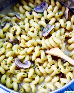 Creamy Vegan Mushroom Pasta close up