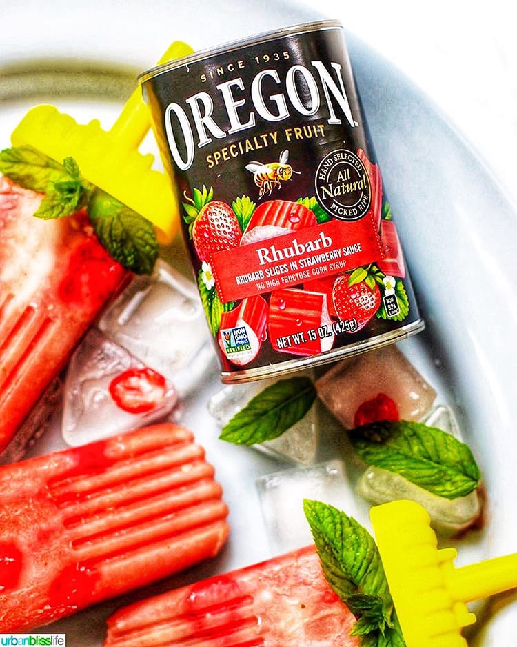 Strawberry Rhubarb Mint Popsicles & Oregon Fruit Product