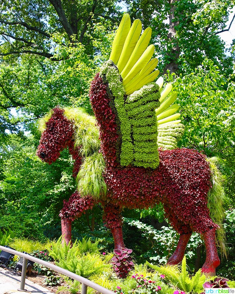 garden sculpture of pegasus horse.