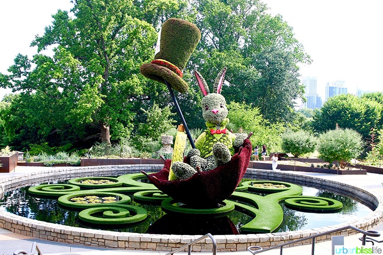 mad hatter rabbit garden sculpture.