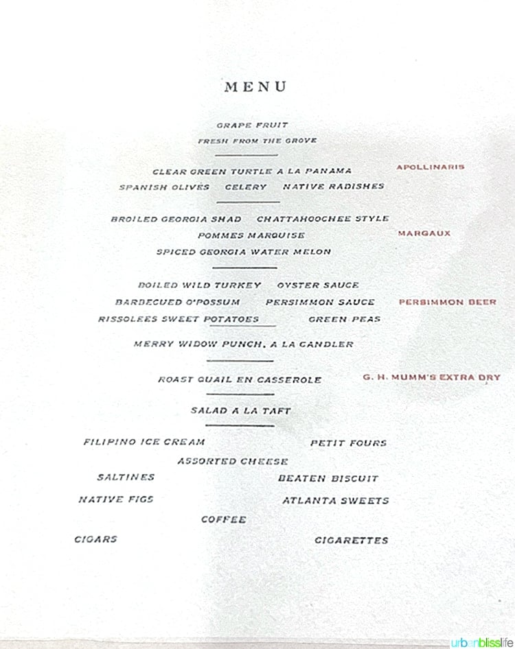 President's dinner menu.