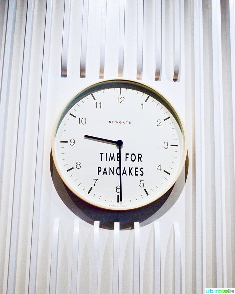 clock at pancake social in atlanta