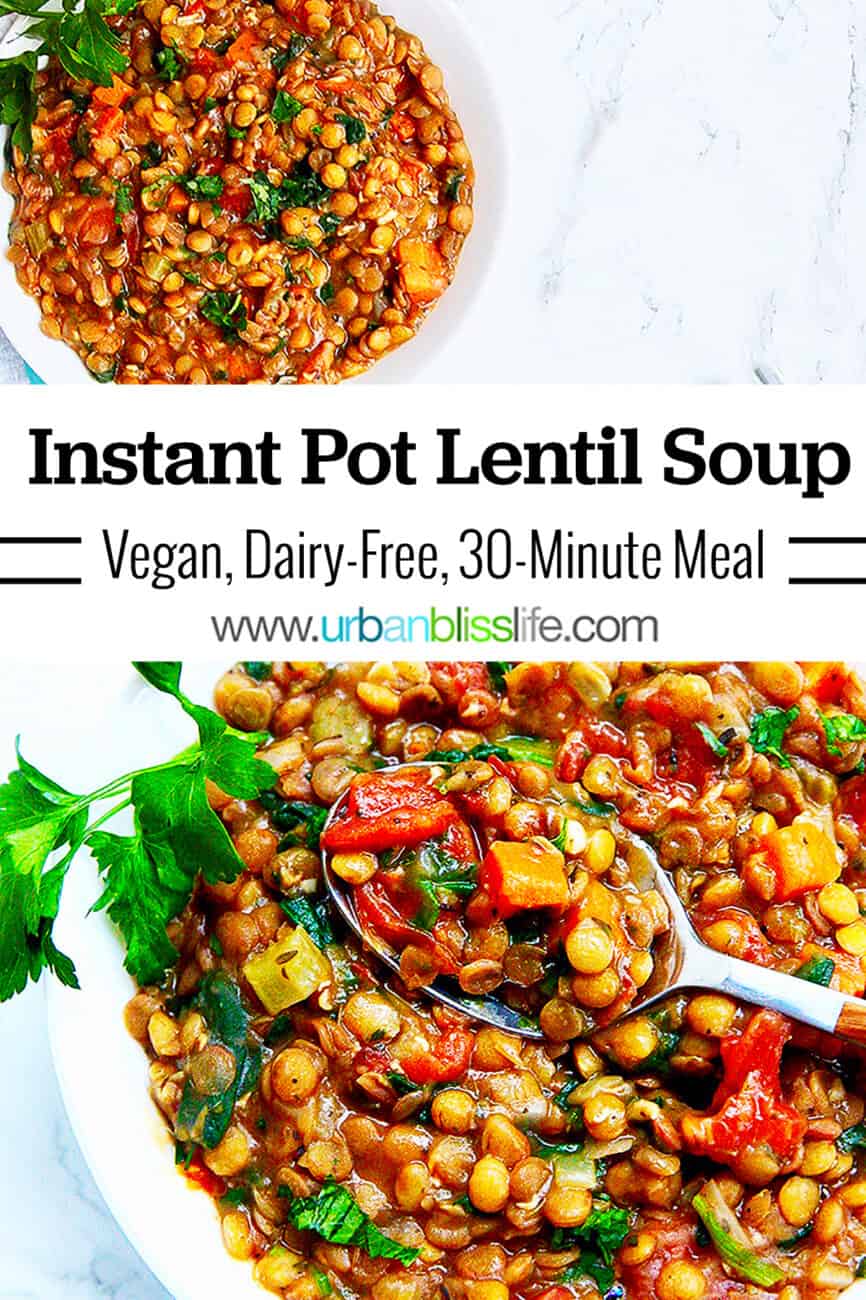 Instant Pot Lentil Soup with title text