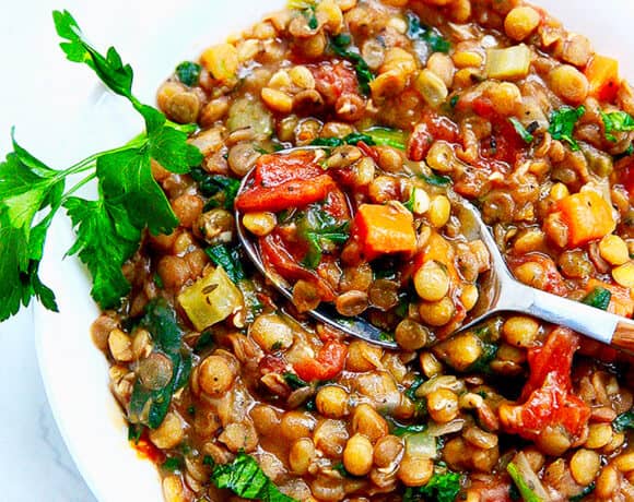 one bowl of Instant Pot Lentil Soup