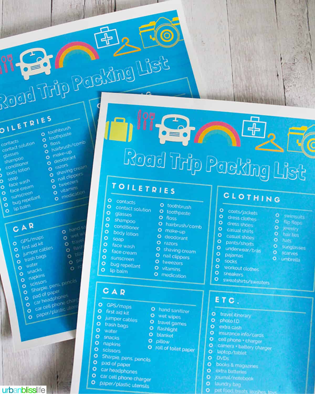 road trip packing checklist.