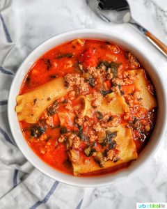 bowl of Easy One-Pot Lasagna Soup