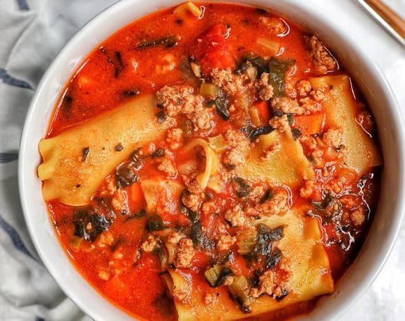 bowl of Easy One-Pot Lasagna Soup