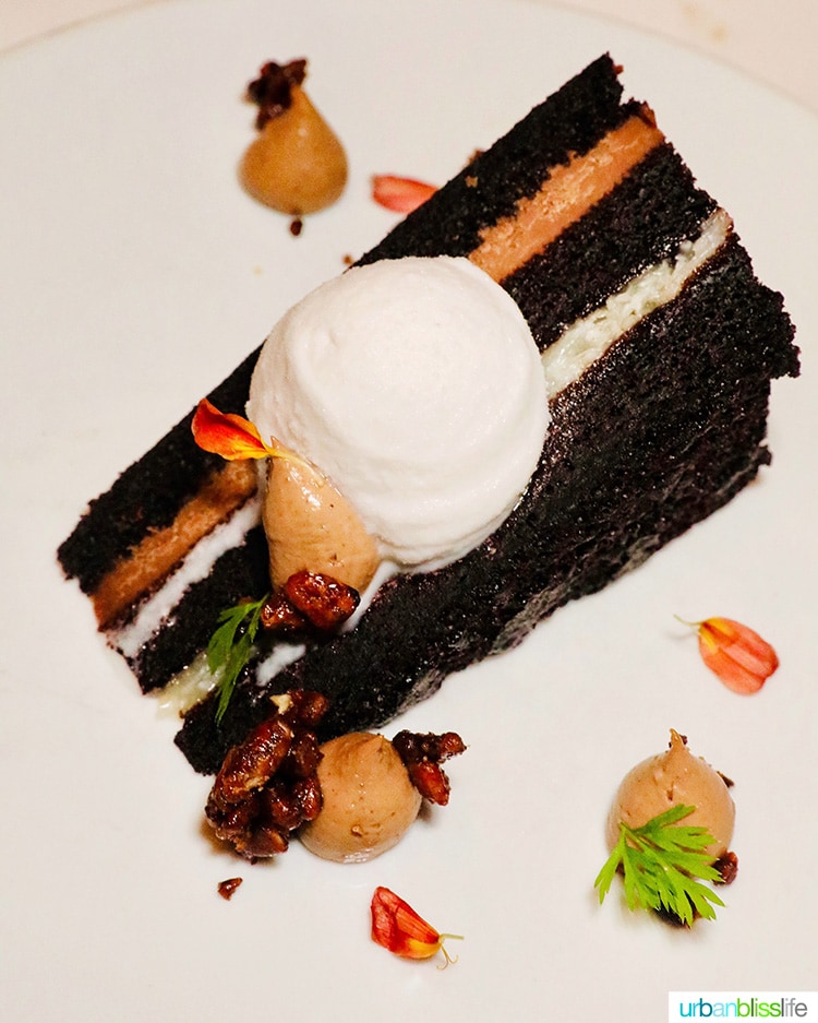 chocolate layer cake at RingSide Steakhouse