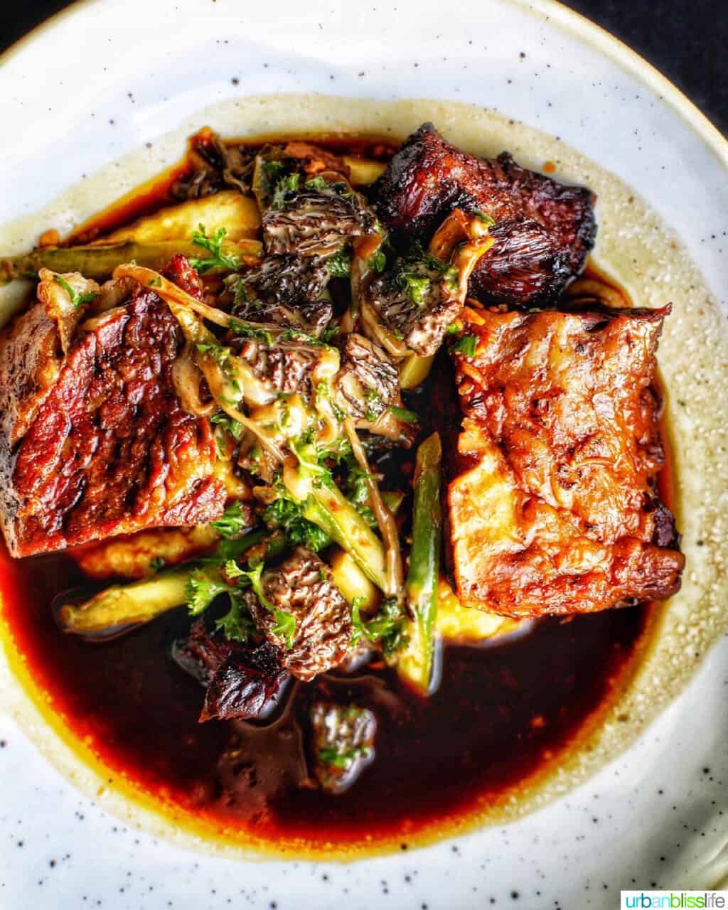 beef dish at Le Pigeon restaurant in Portland, Oregon.