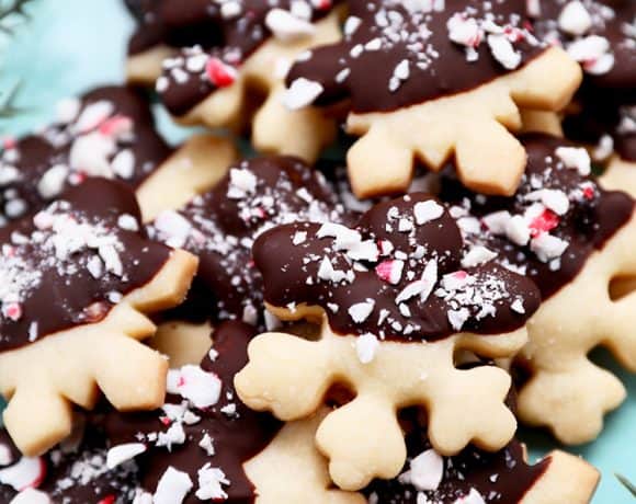 chocolate dipped peppermint shortbread cookies