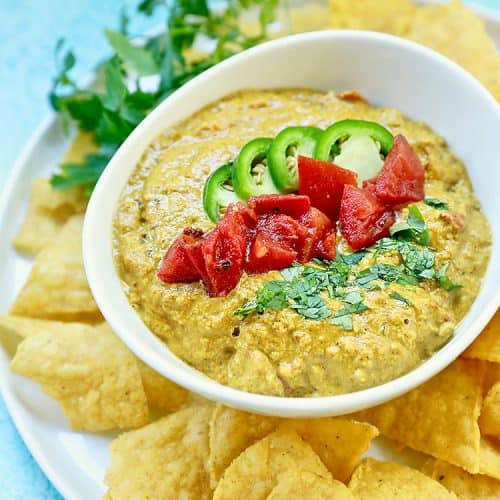 Dairy Free Queso Dip and chips