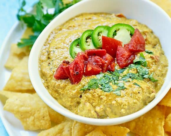 Dairy Free Queso Dip and chips
