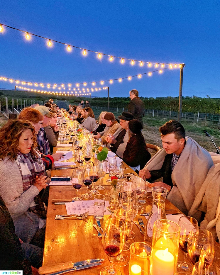 sunset at harvest celebration dinner walla walla vineyard
