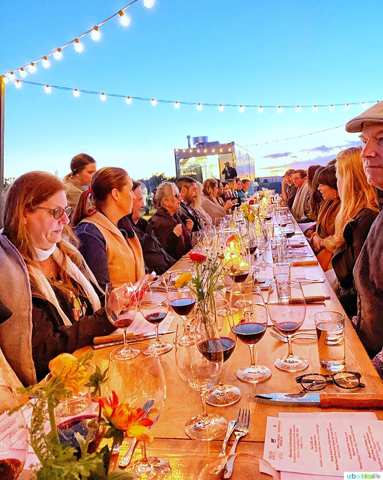 sunset at harvest celebration dinner walla walla vineyard