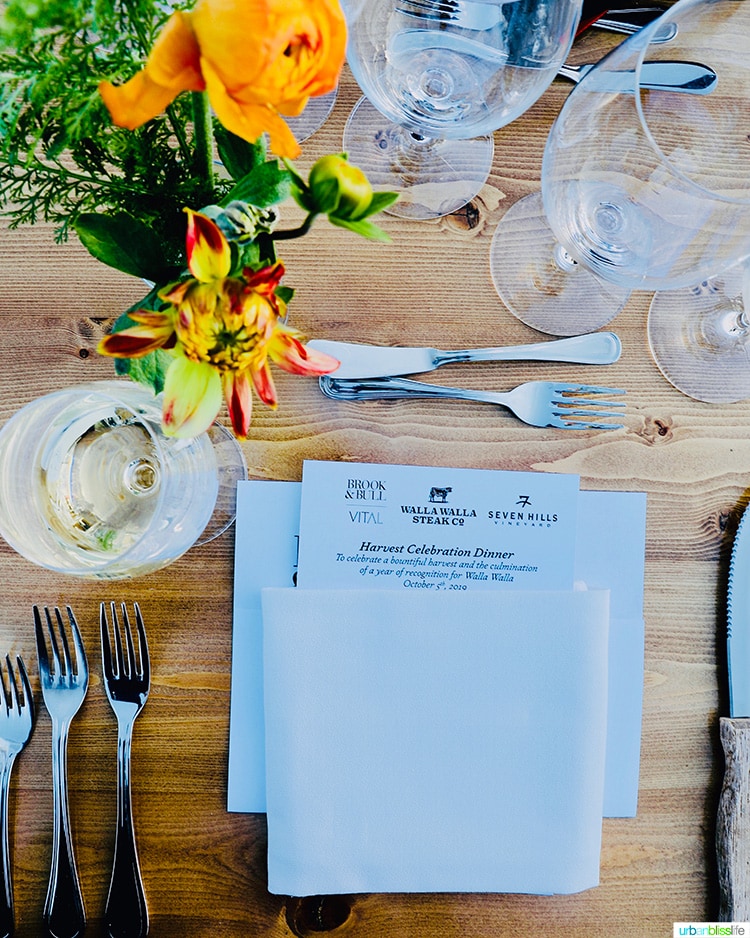 menu at harvest celebration dinner walla walla vineyard