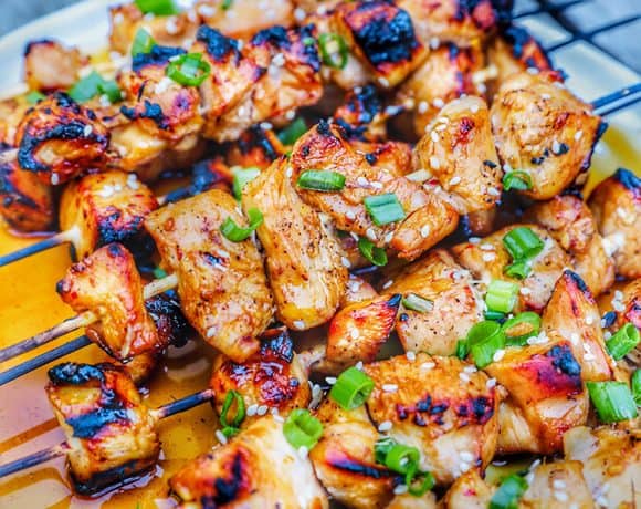 honey garlic chicken skewers