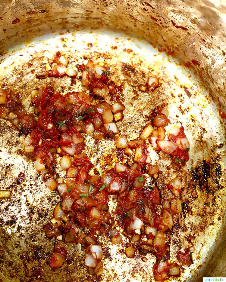 onions and spices in instant pot for beef stew recipe