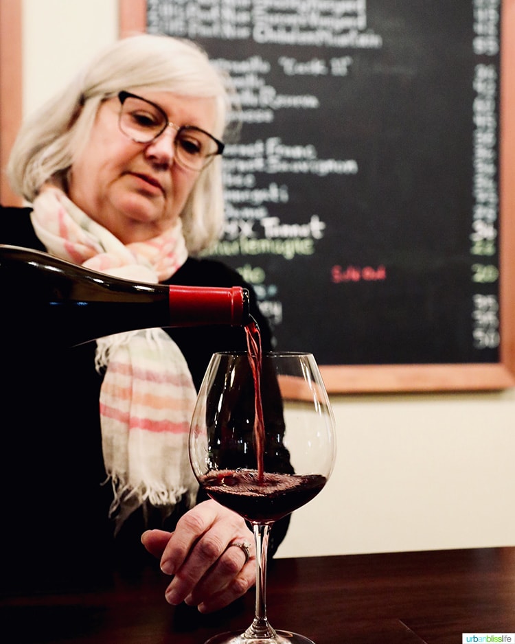 wine tasting pour at Paul O'Brien Winery