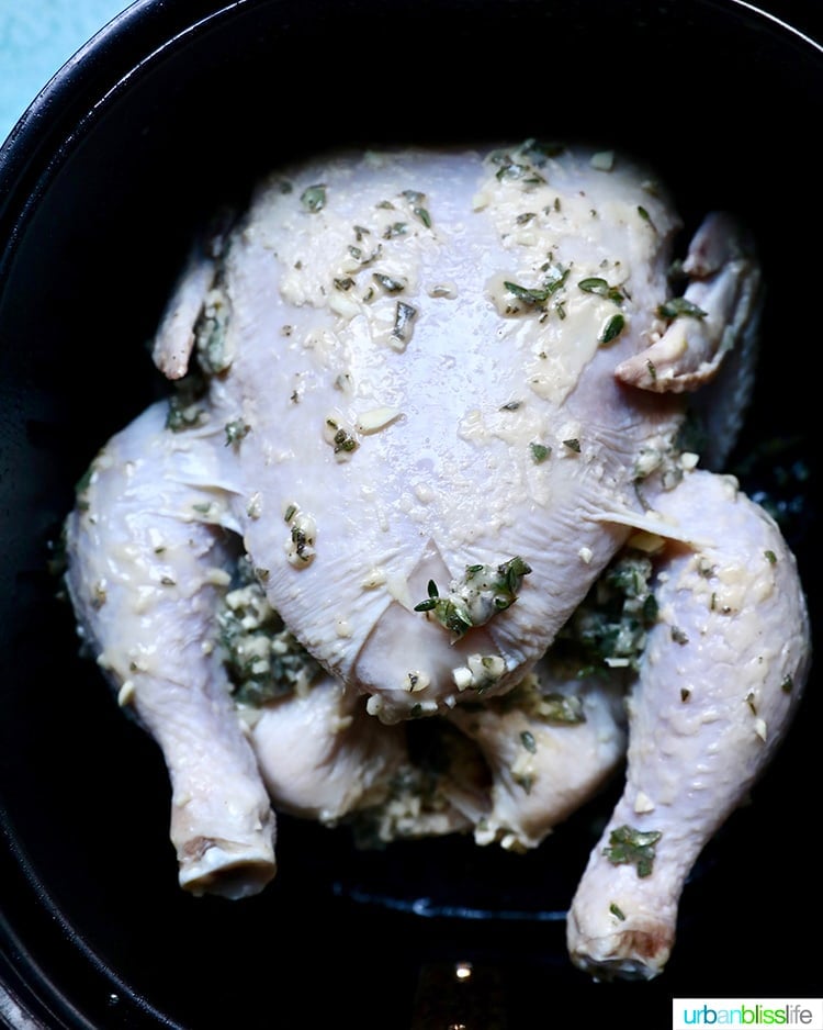 raw Air Fryer Rotisserie Chicken ready to cook