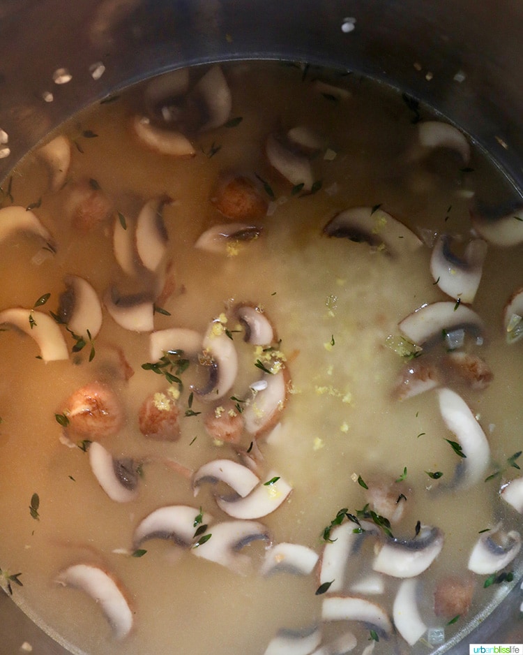 mushrooms and stock in instant pot