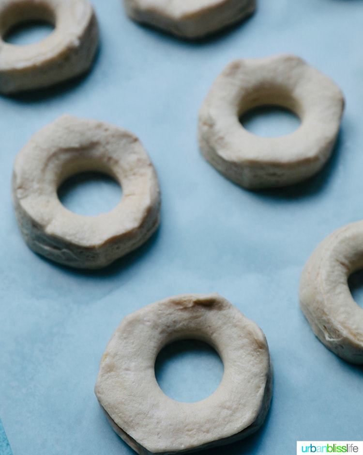 biscuit dough cut out and ready to air fry