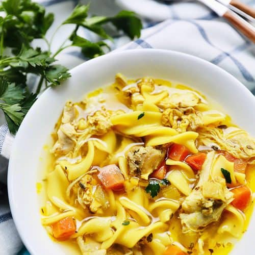 bowl of Instant Pot Chicken Noodle Soup