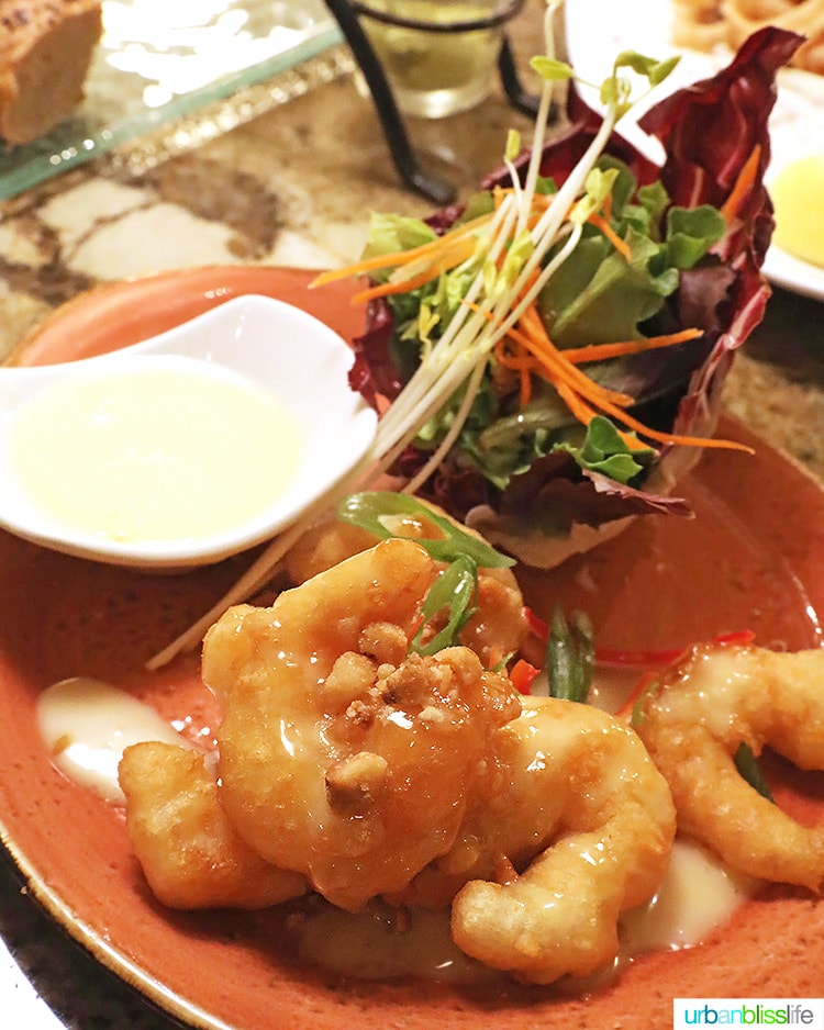 macadamia shrimp at Ko restaurant Fairmont Kea Lani Maui