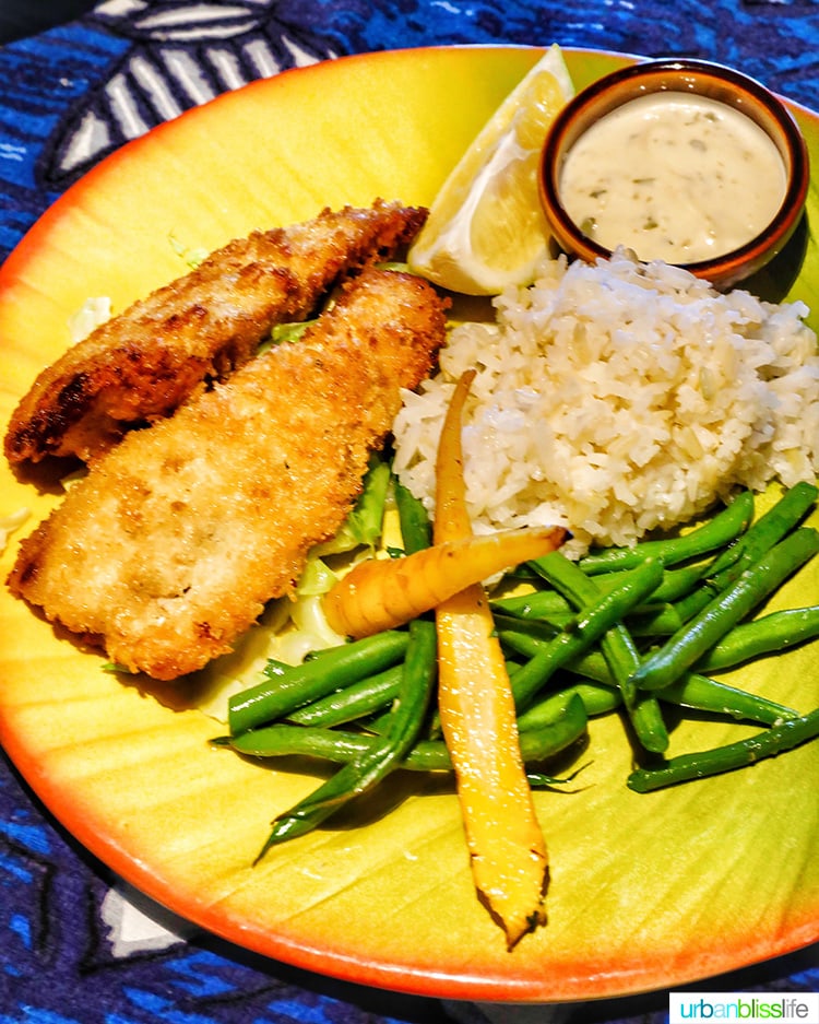 kids' menu fish at Mama's Fish House in Maui