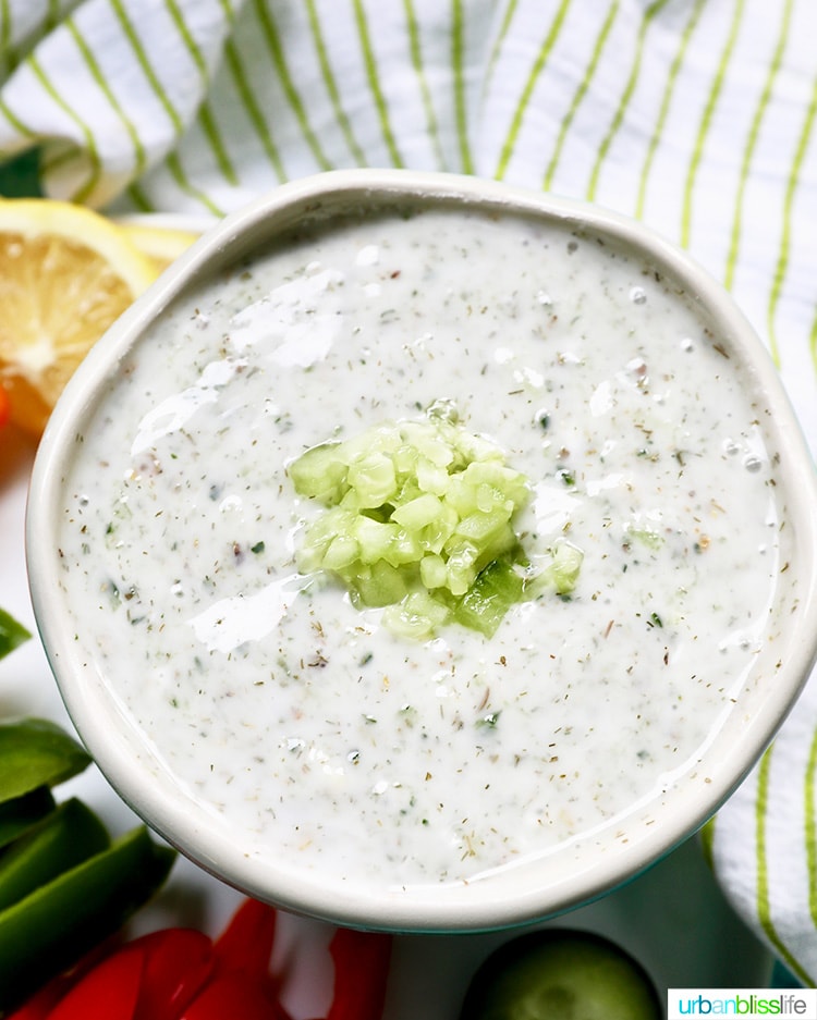 close up of vegan tzatziki sauce